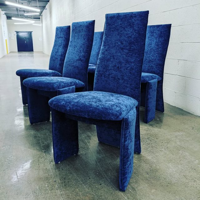 Saporiti style dining chairs redone from head to toe in a Charlotte Fabric Crypton chenille - chaises de salle à dîner s